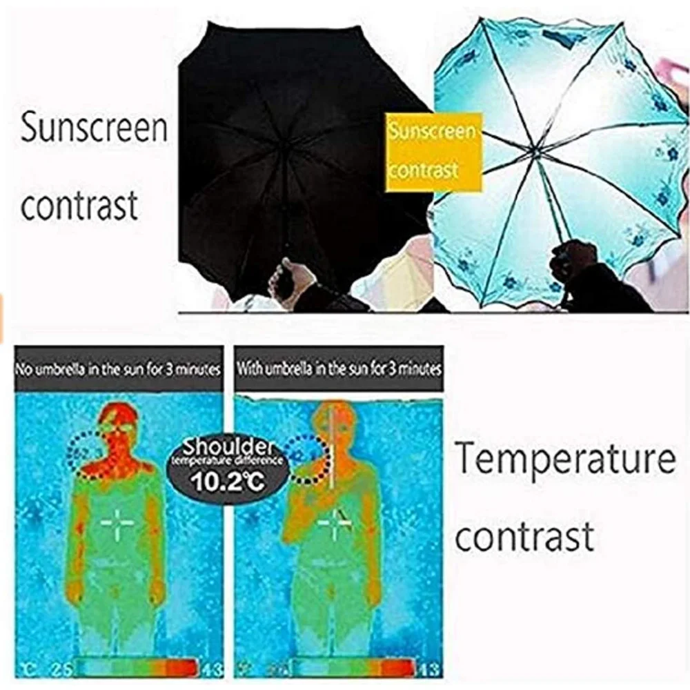 Folding umbrella Magic Folding Umbrella Rainwater Pattern Windproof Sunshade Outdoor Sports UV Protection