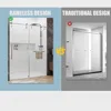 Tub Shower Door, 56-60 in. Wide, Frameless Sliding, with Handle and Watertight Seal, Tempered Glass, Multi-Size Shower Door 5
