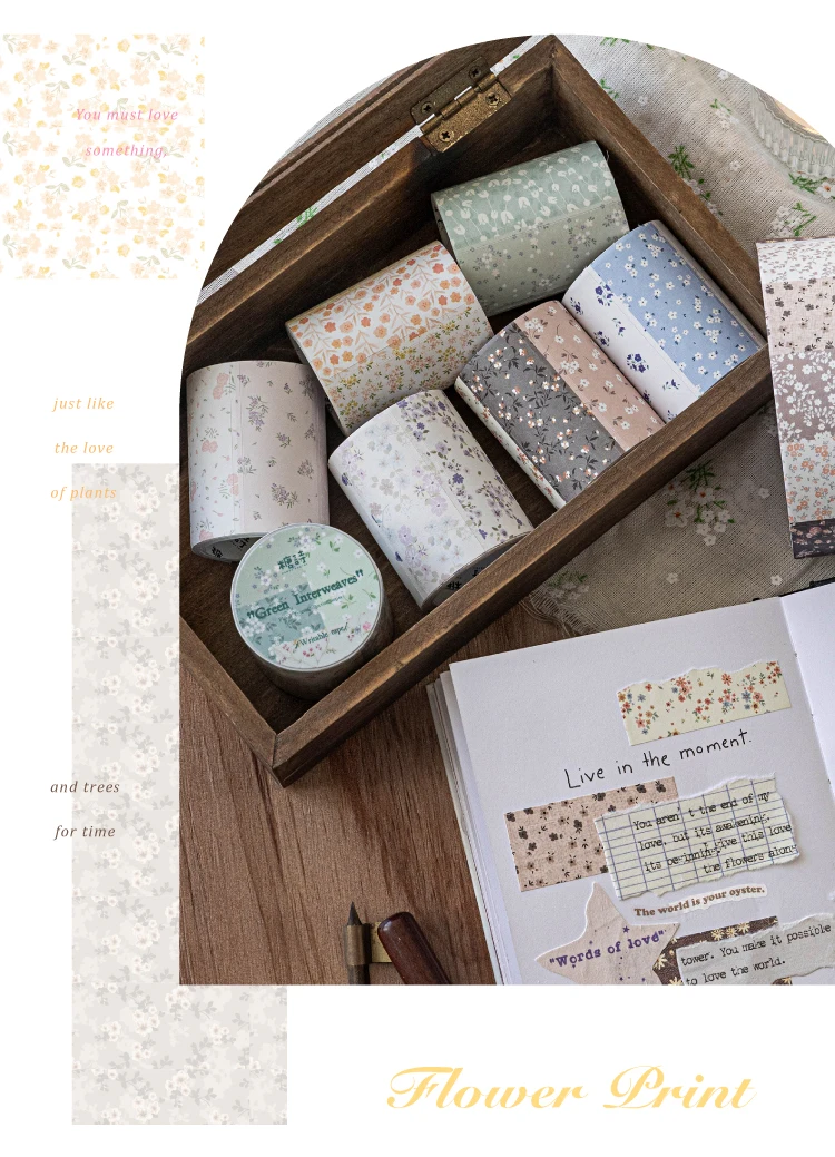50 mm * 2 m/Rollen INS Masking Tapes Floral Collection Dekor Label Aufkleber für Journal Scrapbooking Tagebuch Album Briefpapier Klebeband – Detail 5