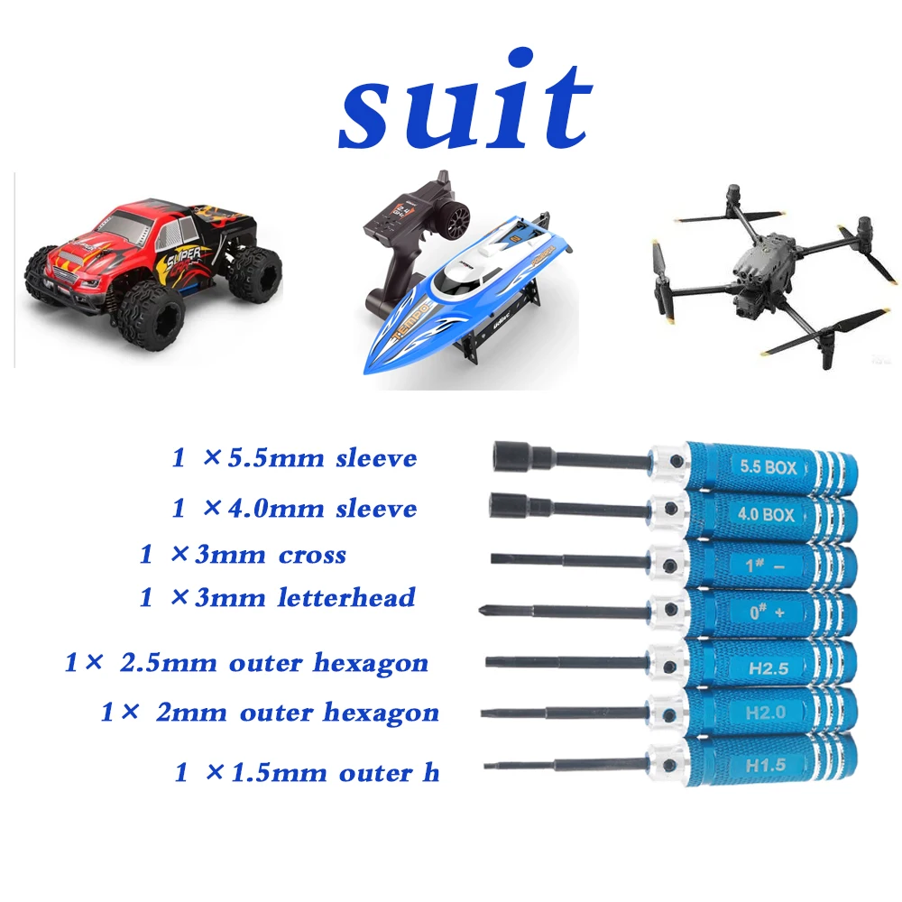 합금 육각 스크루 드라이버 도구 너트 렌치 키트, Wltoys Traxxas Axial RC 헬리콥터 자동차 항공기 FPV 드론용, 7 개 1.5 2.0, 3mm