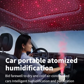 2024 New 280ML Portable Rotating Humidifier Car Diffuser Humidifier with With Projection Lights Colorful Marquee Ambient Light 6