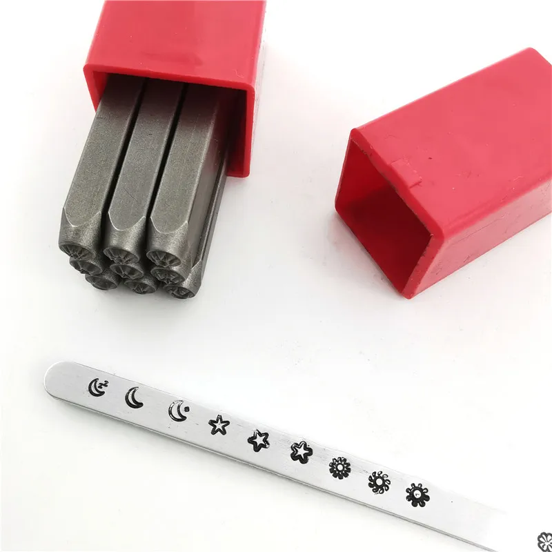 3mm Metal Stamping Set Moon Start Sun Patterns Jewelry Stamps Leather Punching Kit Emboss Silver Aluminum Bracelet Ring leather craft stamps leather letter punch alphabet number stamp set