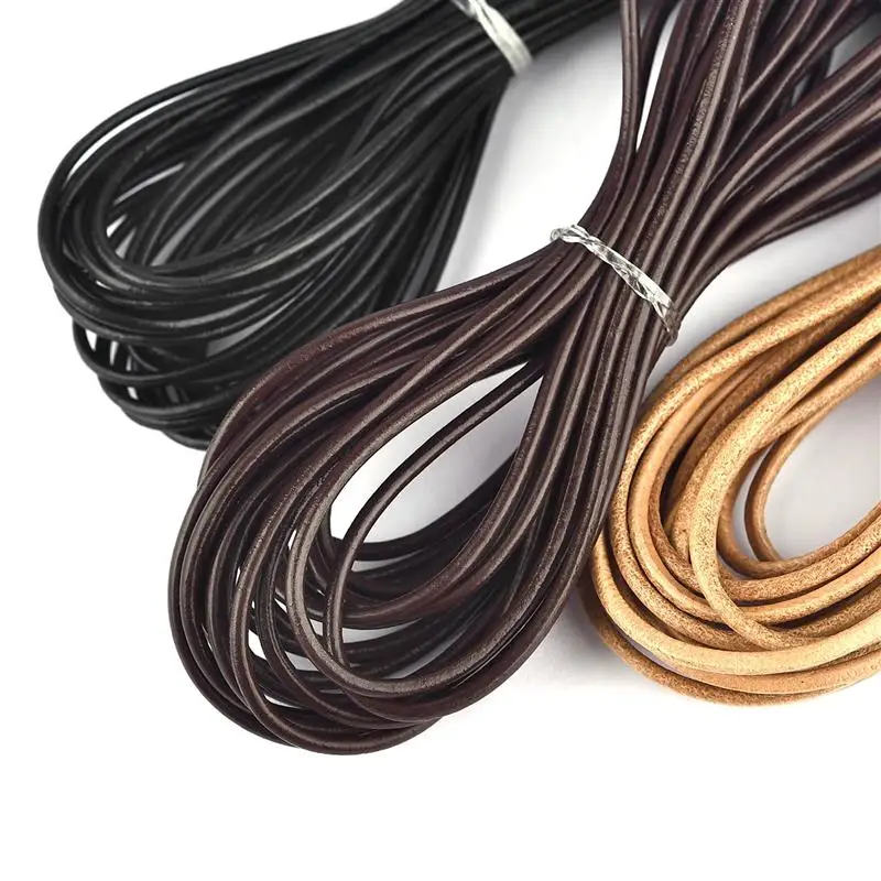 5m Long Round Cowhide Rope Diameter 1/1.5/2/2.5/3mm Pendant Lanyards Bracelet Cord Gift Wrapping Rope jute rope cotton rope nylon rope silk rope polyester rope umbrella rope