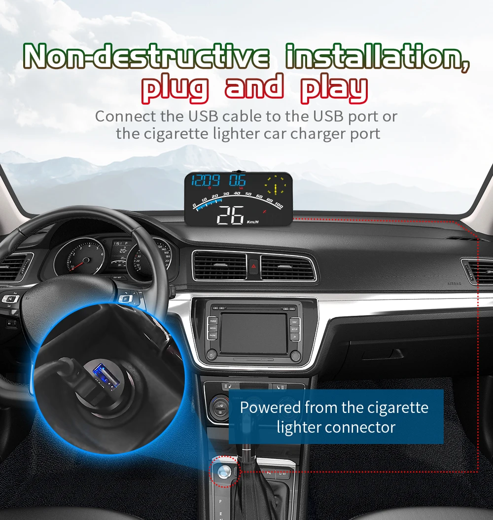 G10 HUD Head Up Display GPS System for All Car Auto Accessory Smart Digital Spee