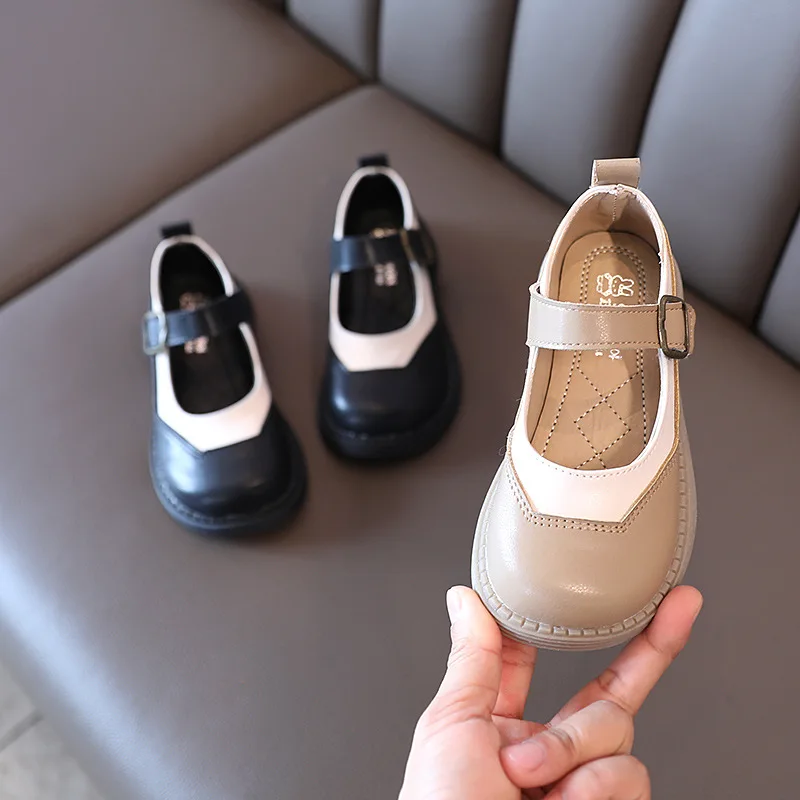 2022 Spring New Korean Style Boys Retro Assorted Fashion Round-toe Kids Hook &amp; Loop School Girls