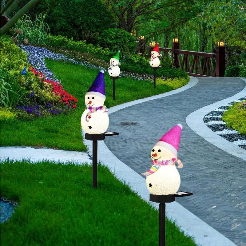 Christmas Solar Pathway Lights Snowman Waterproof Christmas Pathway Lights Stake Solar Decorations Outdoor