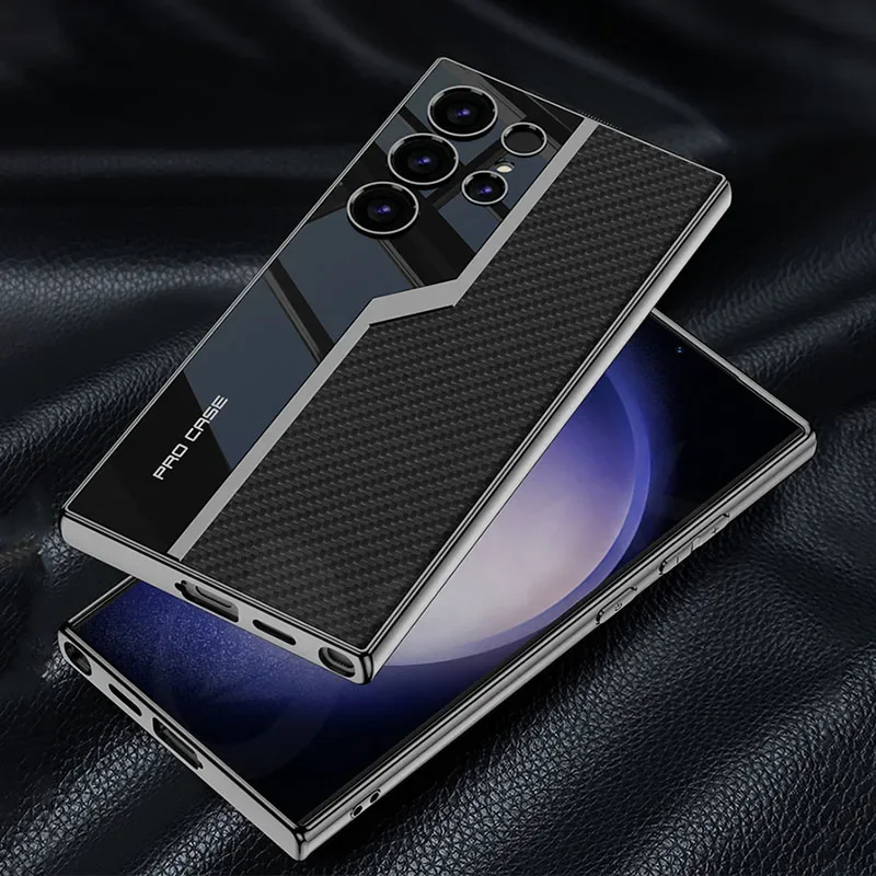 Leather Plating Soft Edge Case For Samsung Galaxy S24 Ultra Shockproof Camera Pr