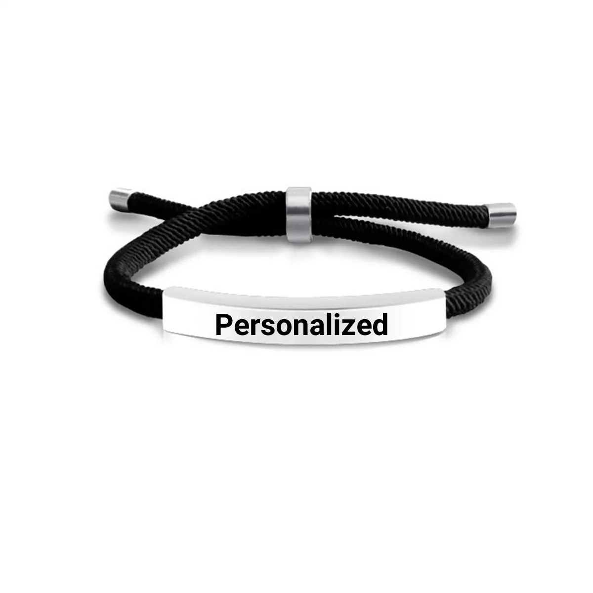 Customized Engraved Name Text Braided Rope Chain Bracelets For Women Men Stainless Steel Carve Anniversary Date Bracelet Jewelry