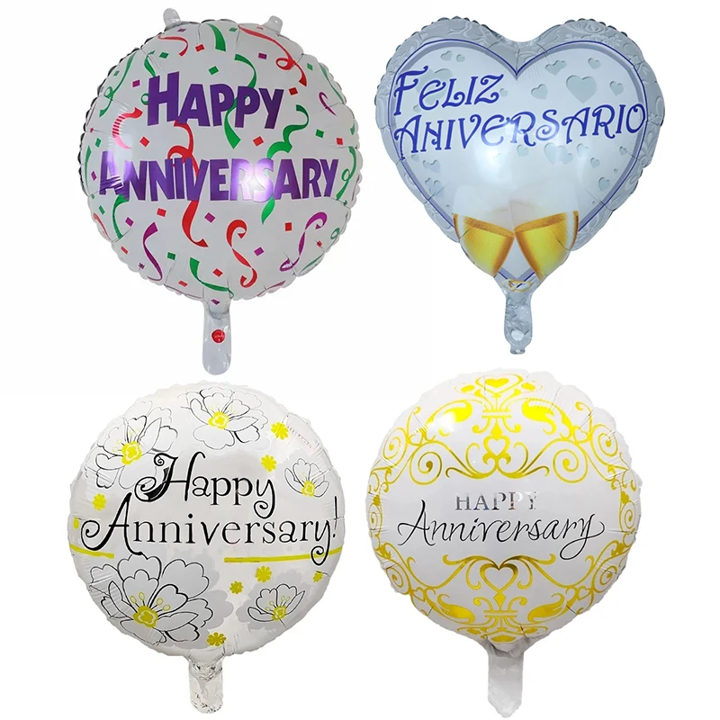 10pcs 18inch Happy Anniversary Helium Balloons Wedding Theme Party Supplies Engagement Valentine's Day Decoration Globos Supplie