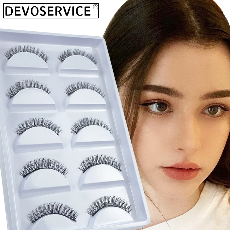 

DEVOSERVICE DD Curl Lashes 5Pairs 3D Mink False Eyelashes Fluffy Thick Russian Strip Eye Lash Short Eyelash Extensions Makeup