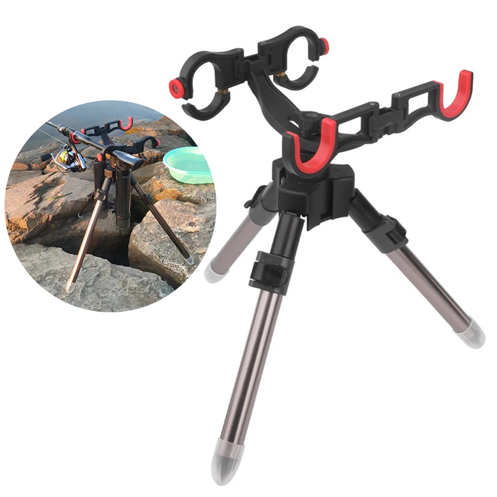 Triangle Fishing Pole Rack Adjustable Foldable Fishing Pole Holder Portable Multifunctional Accessories