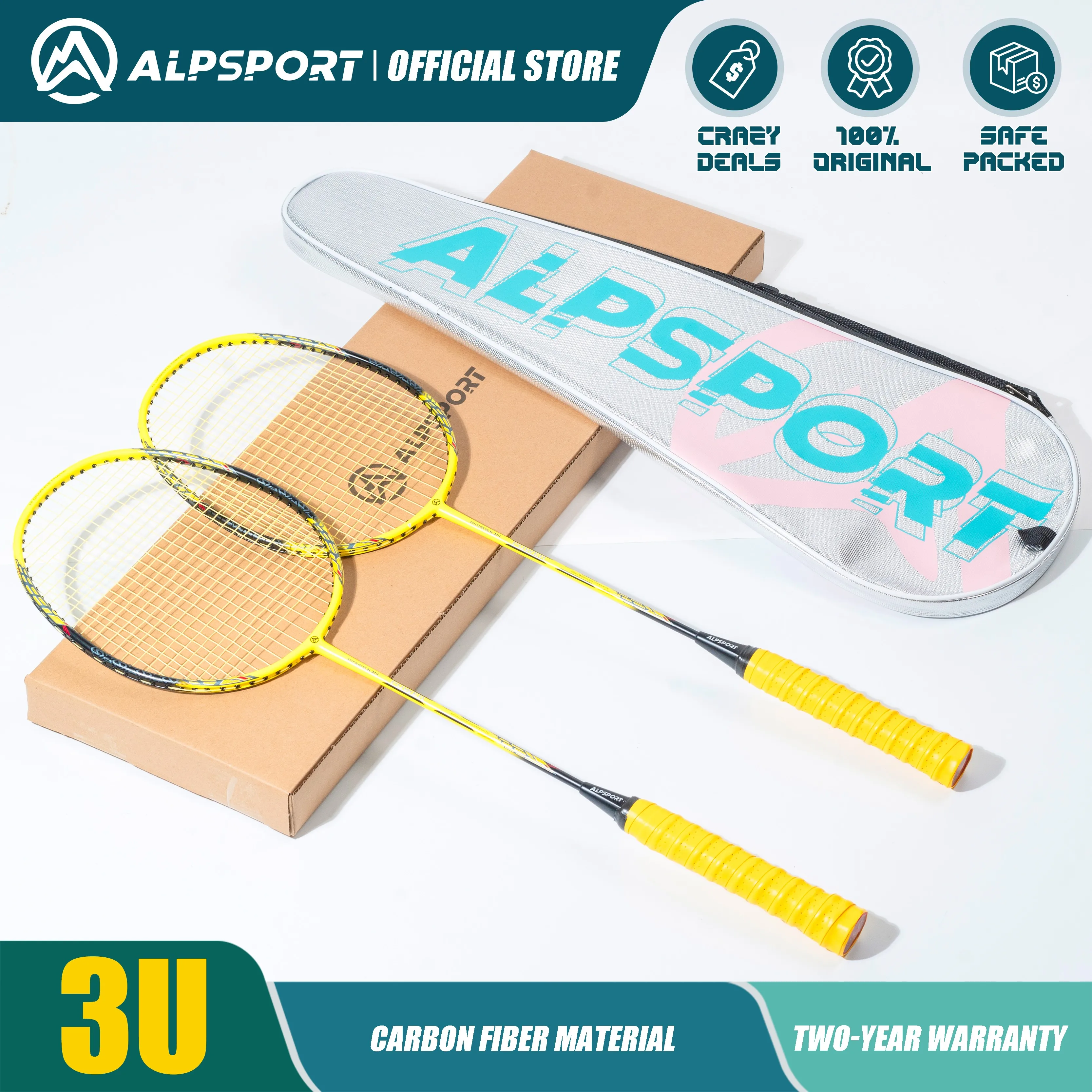 ALP NF-1000Z 2本セット 黄色いバドミントンラケット 3U 超軽量