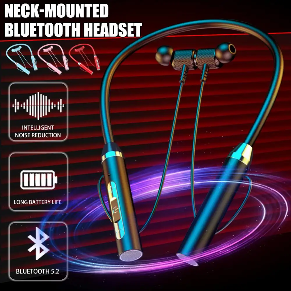 Cuffie Bluetooth 300H Playtime Auricolari Bluetooth Wireless Auricolari Magnetici Con Archetto Da Collo In-Ear Viaggi Di Lavoro All'Aperto