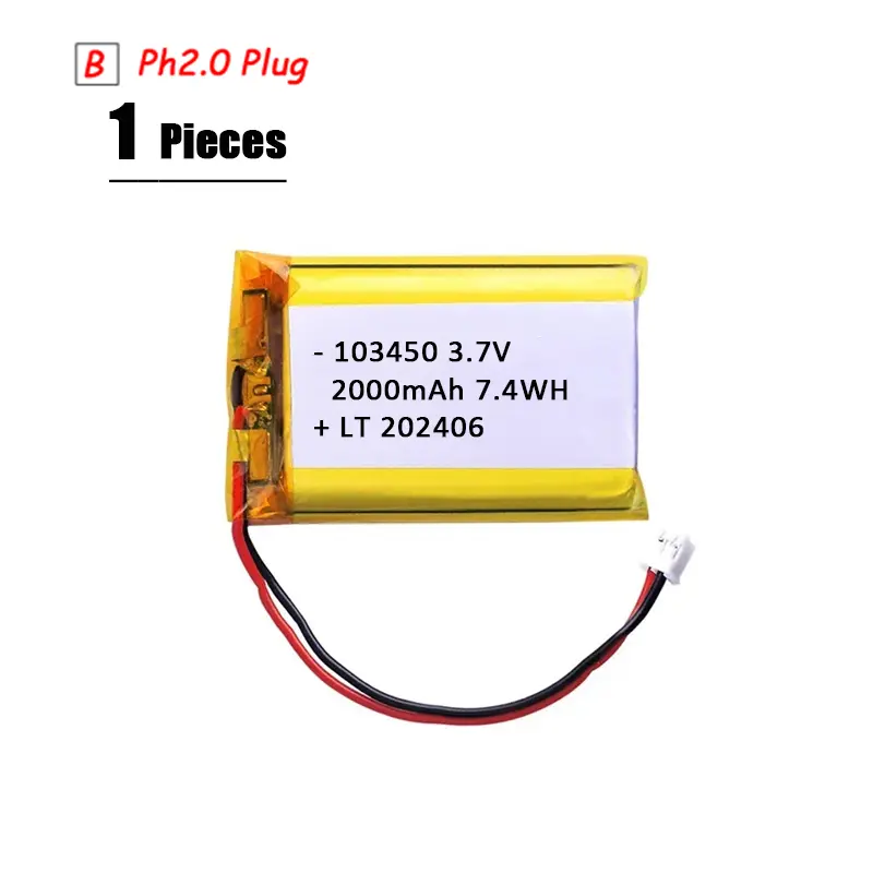 3.7V Lipo Battery Ph2.0 Plug Rechargeable Lithium Battery 3.7V For PS4 Humidifiers GPS Navigation  Bluetooth Speaker MP3 MP4 - Image 20