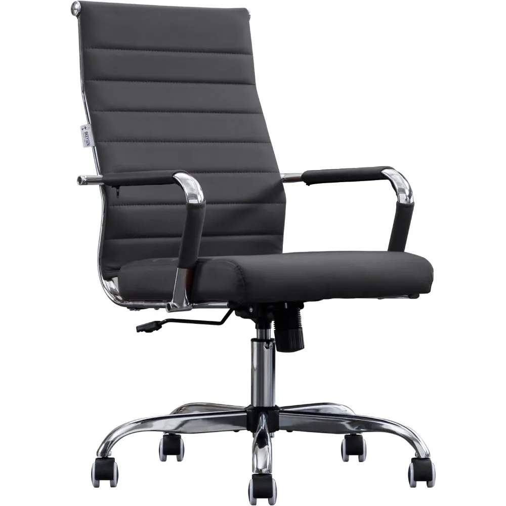 Office Chair Ribbed, Modern Leather Conference Room  Ergonomic Office Desk Chair, High Back Executive Computer Office Chair images - 6