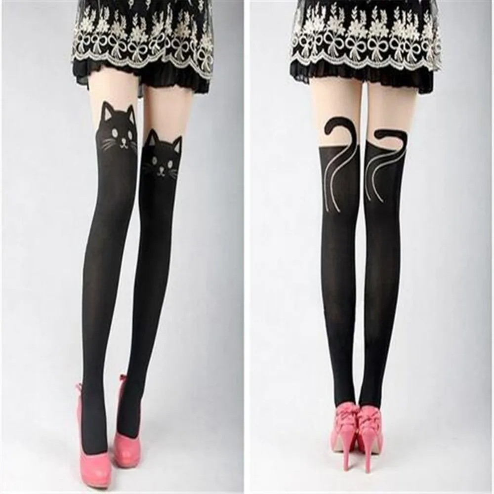 New Women Cute Cat Tail Leggings Female Catoon Stocking Sexy Sheer Pantyhose Stockings Christmas Halloween Gift Dropship_voghion.com
