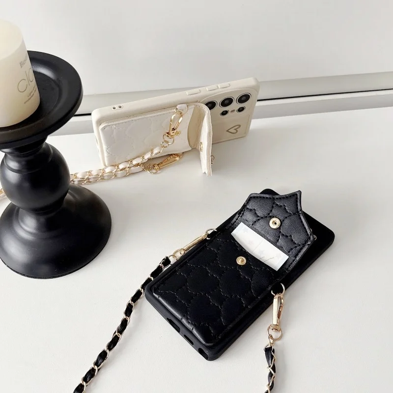 Crossbody Strap Wallet Case with Card Holder and Metal Lanyard