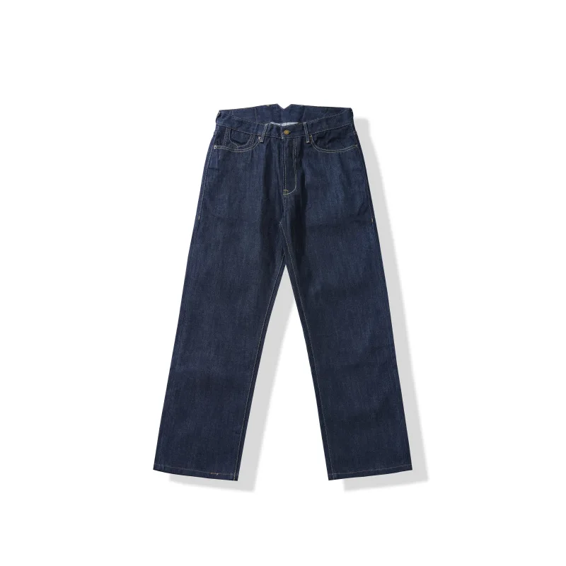 OKONKWO14.75oz 헤비급 두꺼운 오리지널 컬러 레드 이어 스트레이트 레그 청바지 데님 가짜 어깨 바지 야외 스케이트 보드 스포츠