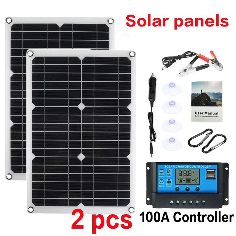 1200W Solar Panel 12V Solar Panel Charger Dual USB With 100A Controller