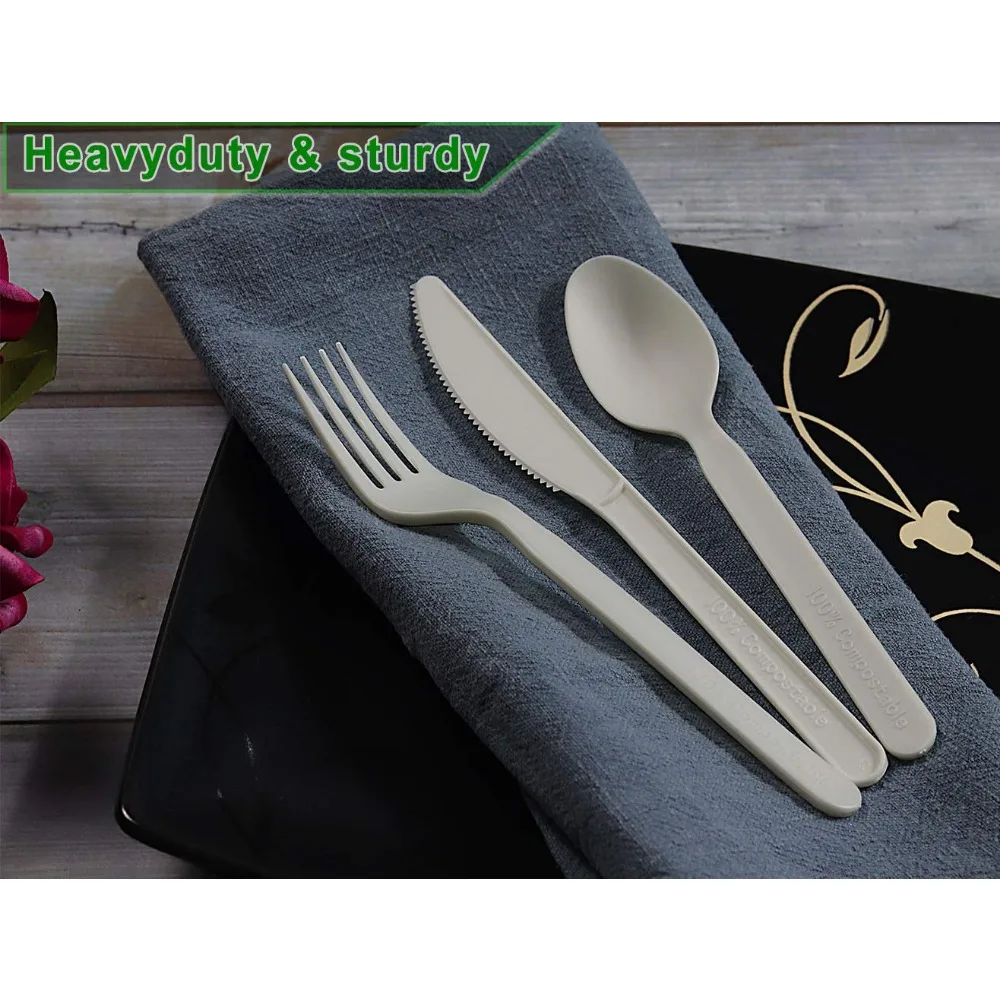 GreenWorks 1000 Count Heavy-duty Compostable Forks, BPI Certified 7" Large Bulk Disposable Cutlery Fork