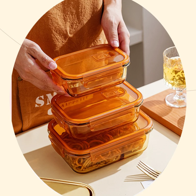 Glass Fresh-Keeping Box High Borosilicate Heat-Resistant Microwave Oven Bento Fridge Special Sealed Bowl Food Storage Containers 2