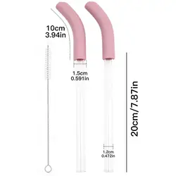 Eco - Friendly Silicone Reusable Straws with Cleaning Brush (Pink)