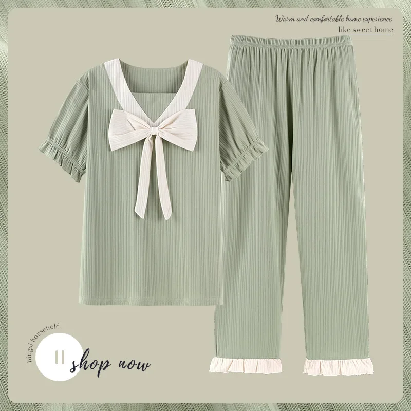 صيف جديد فضفاض المرأة ملابس خاصة قصيرة الأكمام السراويل الأميرة نمط ملابس المنزل غير رسمية مجموعة ملابس خارجية عبر الحدود