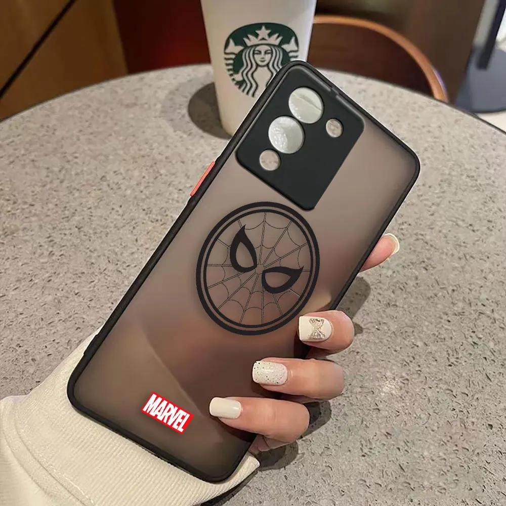 Funda mate para infinix NOTE 12 G96 11 10 8I 8 7 SMART 4 SPARK 8 8P 5 6 PRO S5 Funda Coque Shell Marvel Logo Lron Spider-Aan