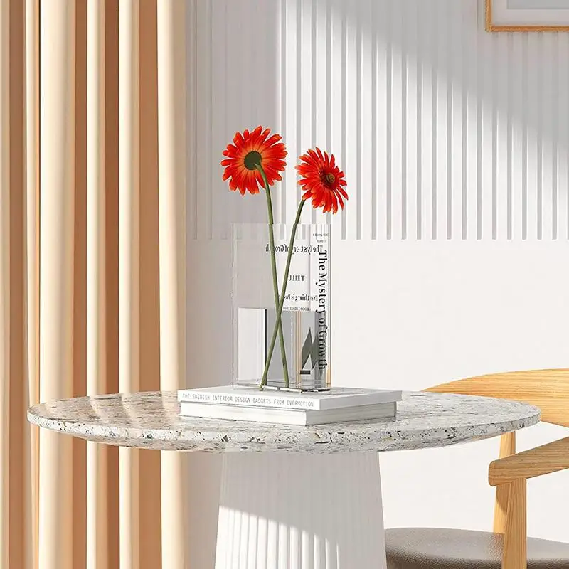 Clear Book Shaped Vase Clear Acrylic Vase Cultural Flavor Decor Acrylic Vase Clear Flower Arrangement Vase Modern Home Decor 4