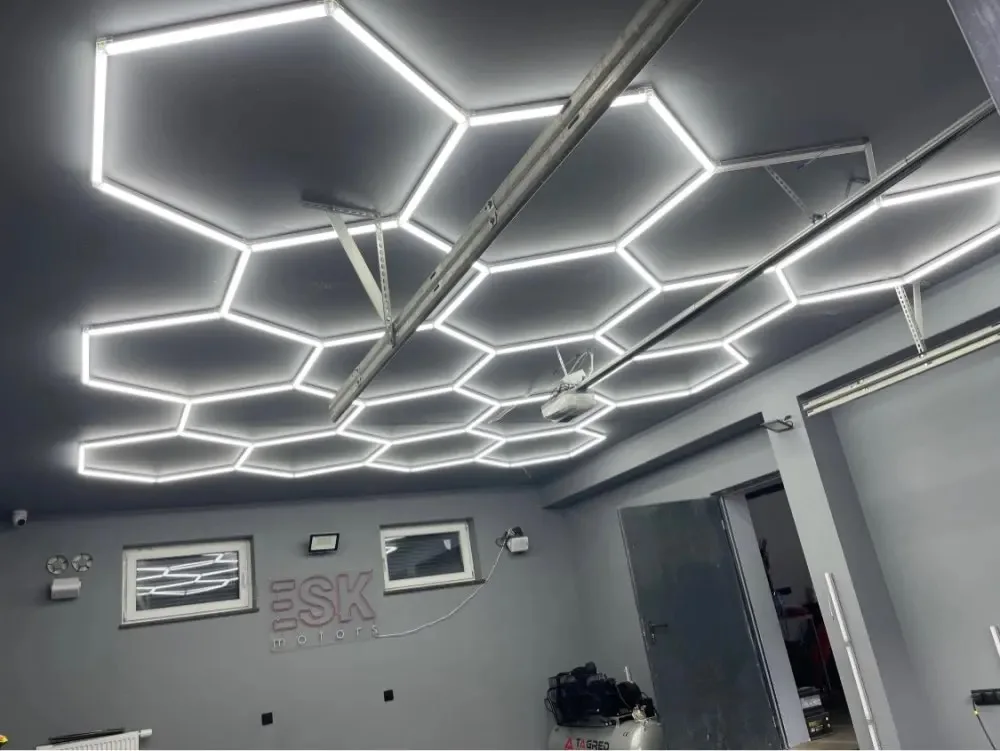 ハニカムライト LED 照明 六角形のLEDハニカムワークライト,ガレージ作業灯,簡単な設置