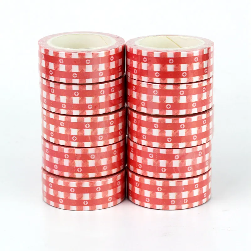 Gingham Polka Dot Decorative Masking Washi Tape - Pink - A