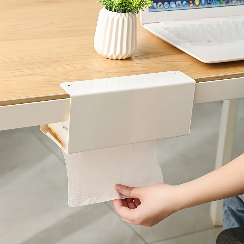 1pcs Kitchen tissue holder, no punching iron paper holder, household napkin hanger, cabinet, drawer, wall mounted 5