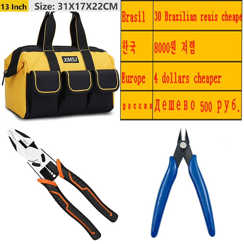 plumbers tool bag Universal Hand Tool Sets Electrician Bag Wire Pliers Cable Cut Side Snips Flush Machine Multi Functional Tools Electrical Bag electrician tool bag Tool Storage Items