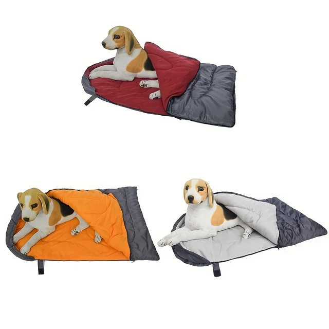 Fleece Camping Dog Bed Zippered Winter Waterproof Outdoor Pet Sleeping Bag - Padded and Comfortable for Pets 4