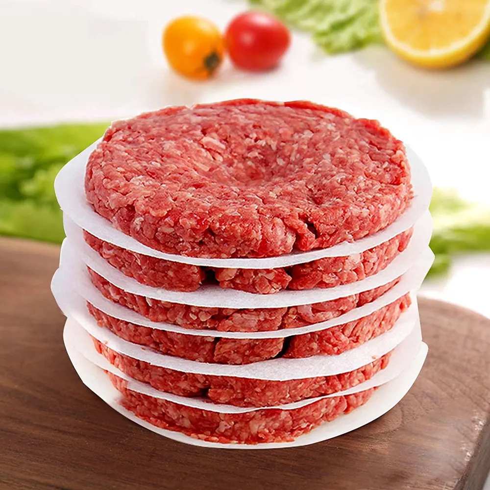 100pcs 11cm Hamburger Patty Paper Round Wax Paper Sheet for Burger Press Baking Cake Baking Separate 4.33inch Patty Oil