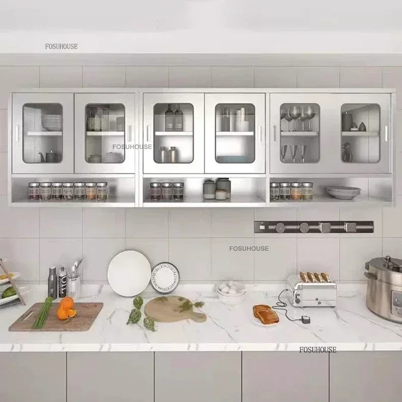 Modern Stainless Steel Kitchen Cabinets Creative Home Furniture Kitchen Island Balcony Room Cabinet Wall Mounted Storage Cabinet