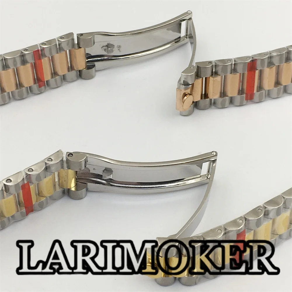 LARIMOKER 20mm 실버 골드 로즈 골드 팔찌 904L 스테인레스 스틸 밴드 접이식 버클 핏 36/39/40mm 케이스