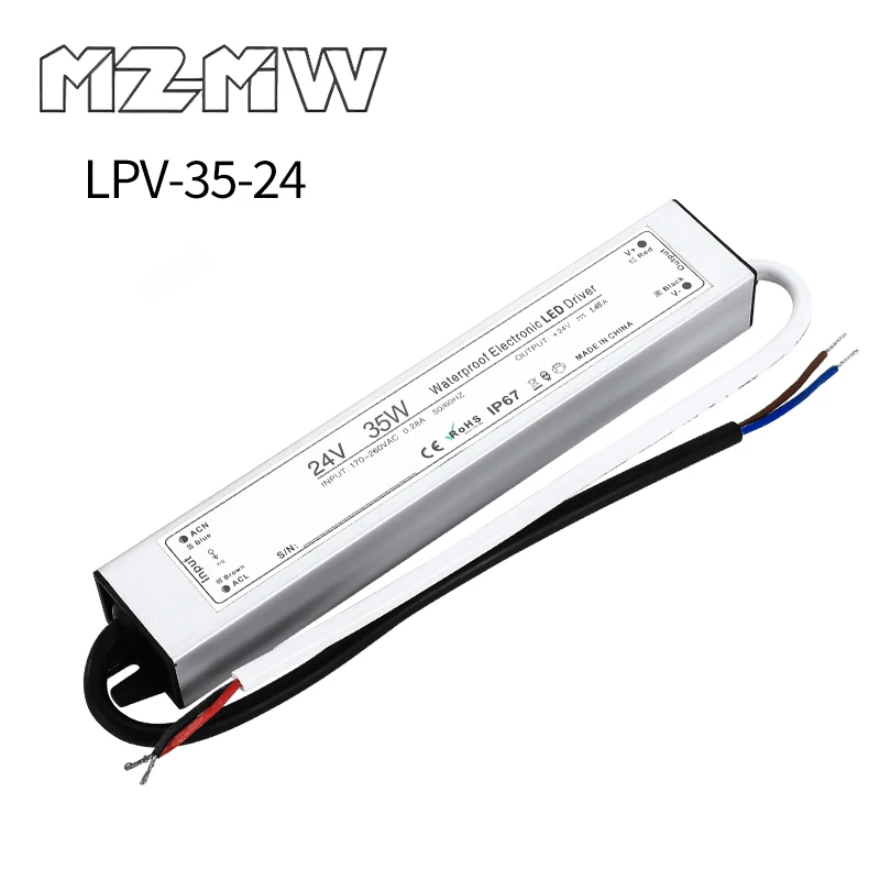 LPV-35-24 IP67 Waterproof Switching Power Supply 35W AC to DC 100-240VAC 24VDC 1.25A Industrial Lighting Transformers Adapter