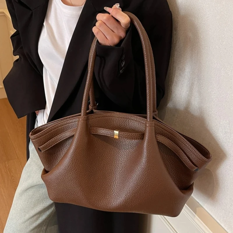 2026 New Lychee Pattern Underarm Shoulder Bags For Women Soft PU Leather Large Capacity Mini Tote Bag Luxury Designer Handbags