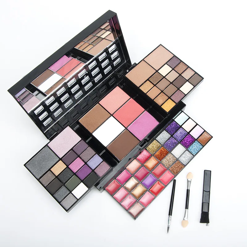 

74 Color Eyeshadow Makeup Set Box With Mirror Waterproof Eyeshadow Palette Professional Lip Gloss Kits Blush Foundation Makeup