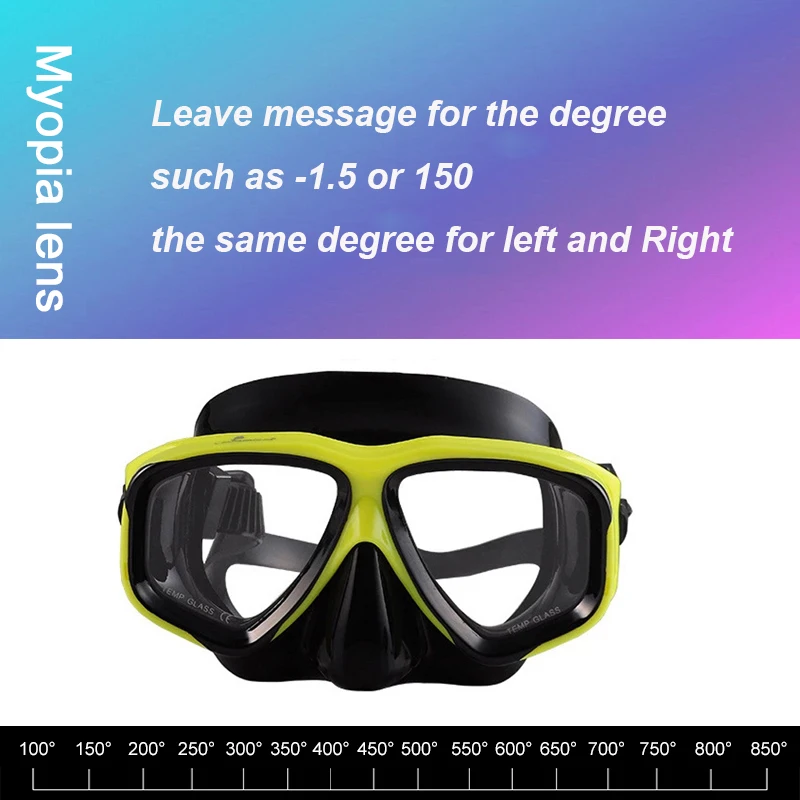 -1.5 To -8.5 Myopia Adults Silicone HD Clear Anti Fog Diving Eyewear Masks Custom For Left Right Eyes Different Degrees 2
