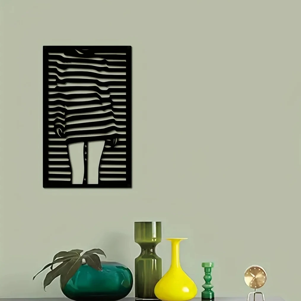 

Minimalist Modern Female Metal Wall Art, Abstract Striped Wall Decoration, Interior Decoration, Study Rooms,Suitable Bedrooms