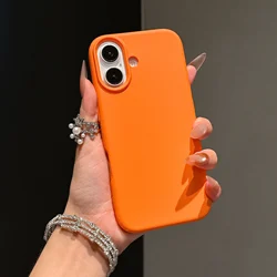 Vibrant Orange Non - Slip Liquid Silicone Phone Case - iPhone 15 Plus (Orange)