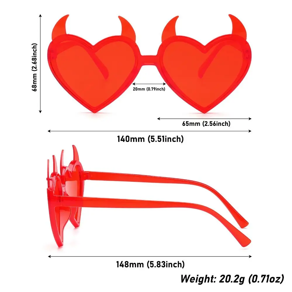 Punk Devil Ear Heart Shape Sunglasses Halloween Decoration Rock Horn Sun Glasses UV Protection Cosplay Glasses for Women Men