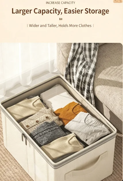 Foldable Clothing Storage Box Large Capacity with Lid Quilt Down - Image 2