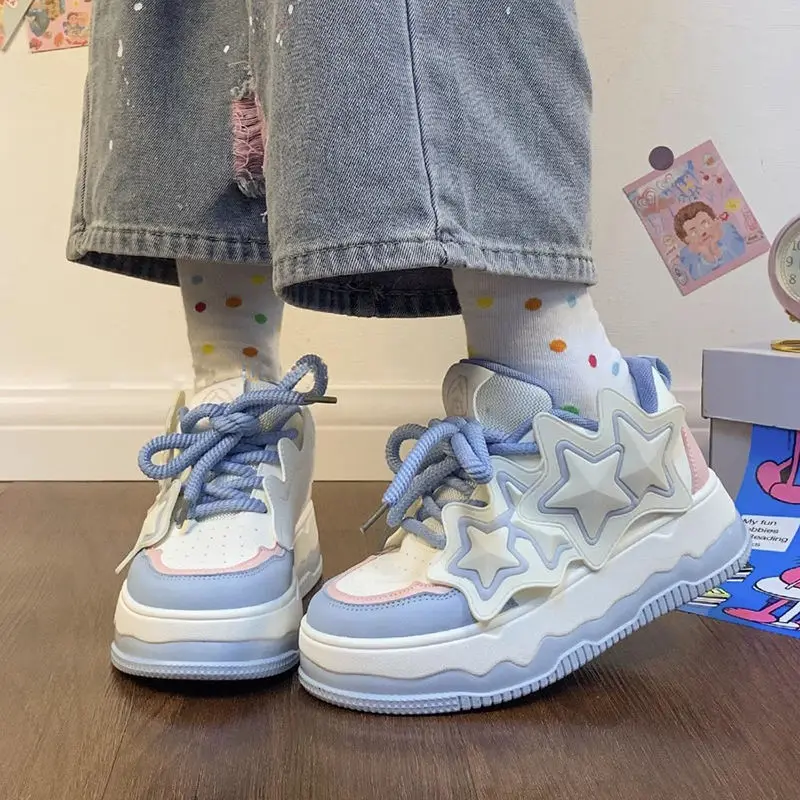 XINGX Women's 2024 Spring New Popular Niche Original Platform Casual Versatile White Shoes Fashion