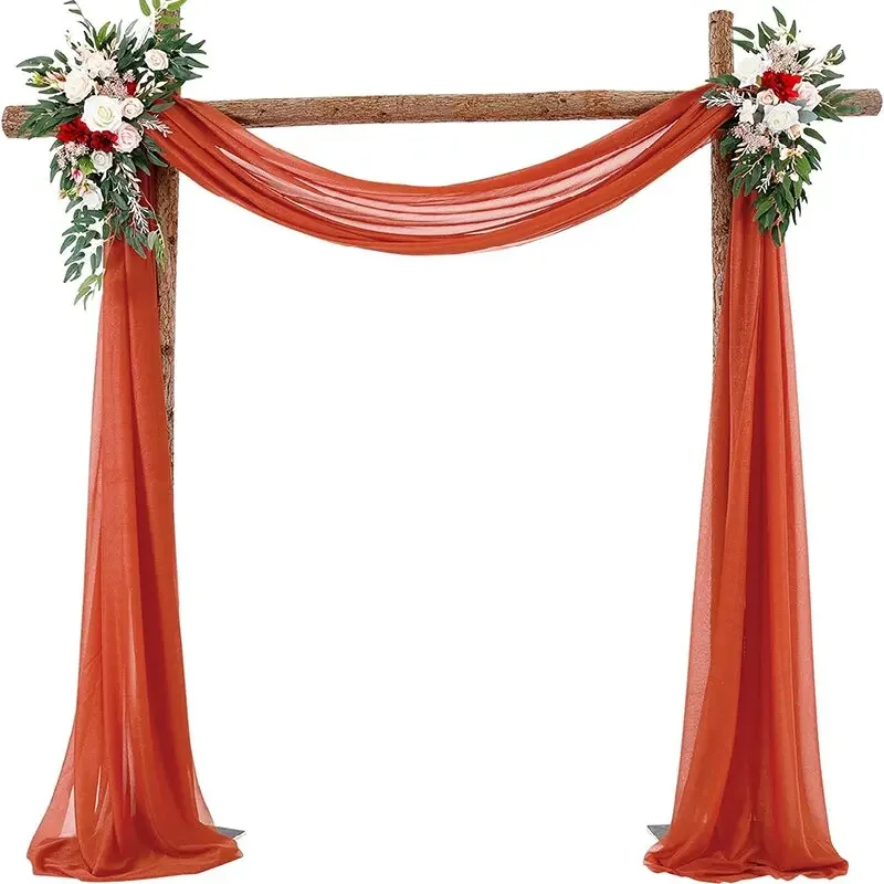 Terracotta Wedding Arch Draping Fabric Chiffon Sheer Drapes 2PACK for Wedding Birthday Party Backdrop Curtains Decorations