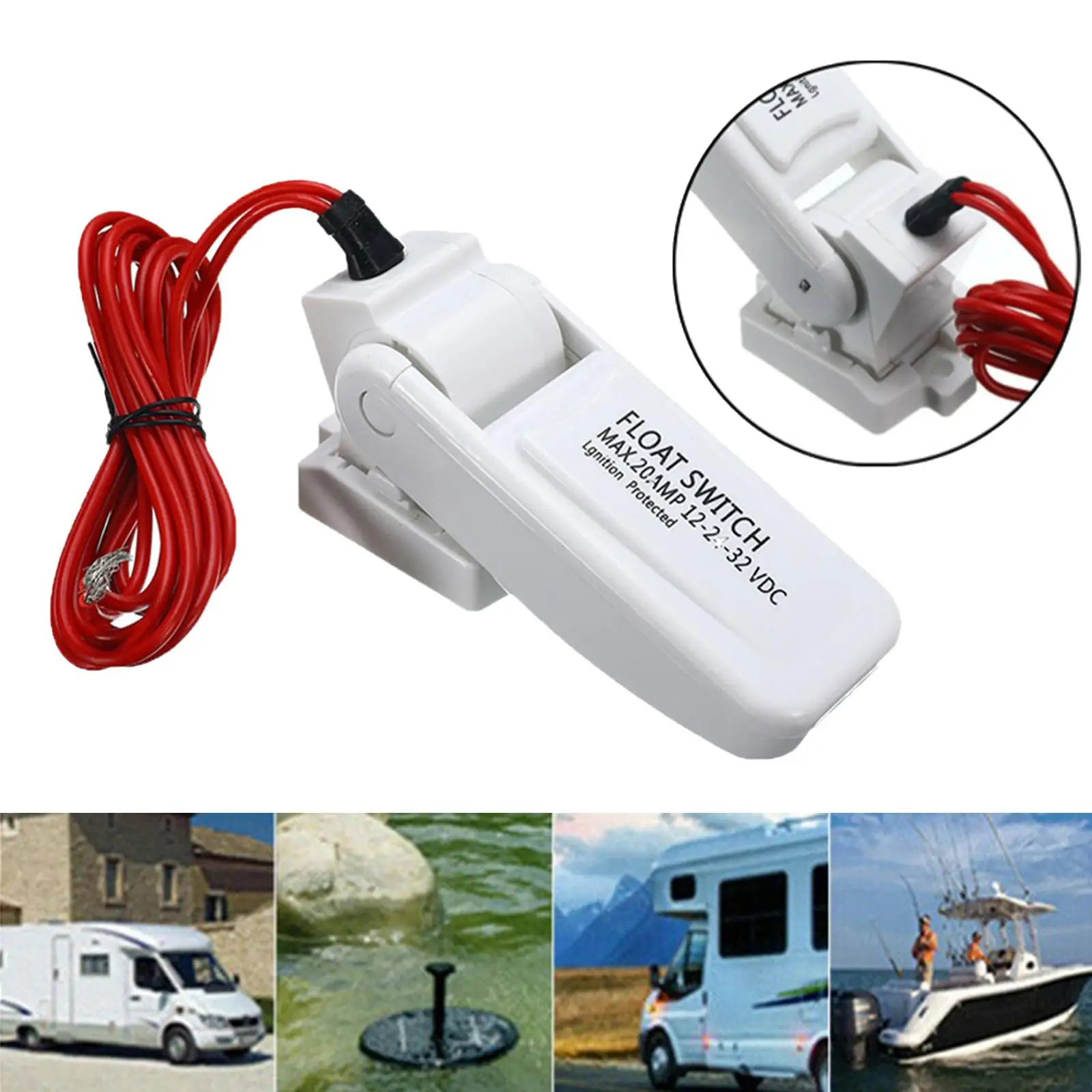 20 AMP Automatic Electric Boat Bilge Pump Float Switch DC Water Level Controller Flow Sensor Switch bilge pump marine water pump