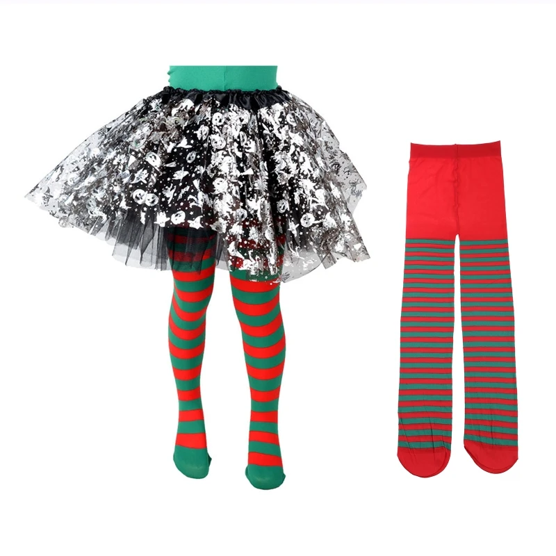 Halloween Cosplay Children Stripe Pantyhose Stockings Baby Boys Girls Christmas Tights Kids Masquerade Party Costumes