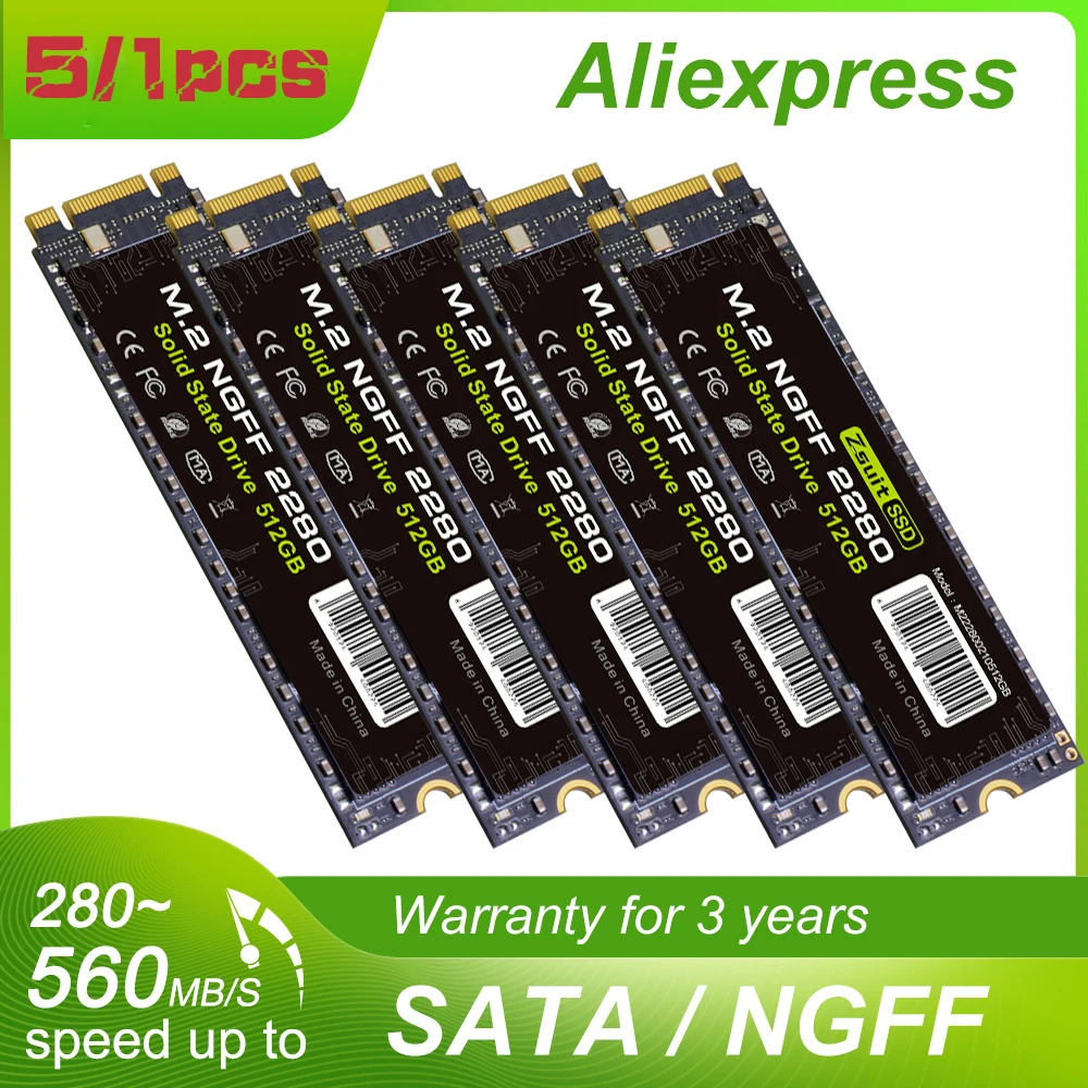 SSD NGFF M.2 노트북, Sata 하드 드라이브, 대용량 솔리드 스테이트, 높은 읽기 쓰기, 내부 SSD, 500GB 드라이브, 512GB, 1 개, 5 개 
